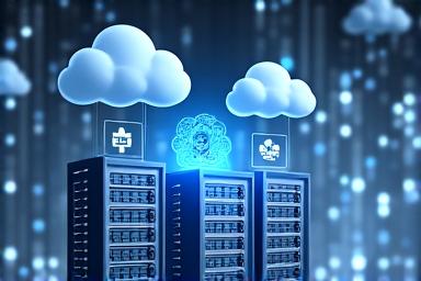 Servers and cloud icons illustrating cloud migration.