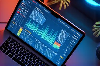 Charts and graphs on a screen for data analytics.