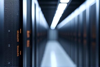 Organized server racks showing IT infrastructure.