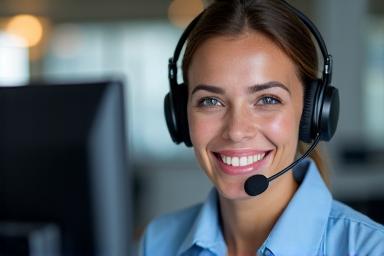 Support agent with headset for managed IT services.